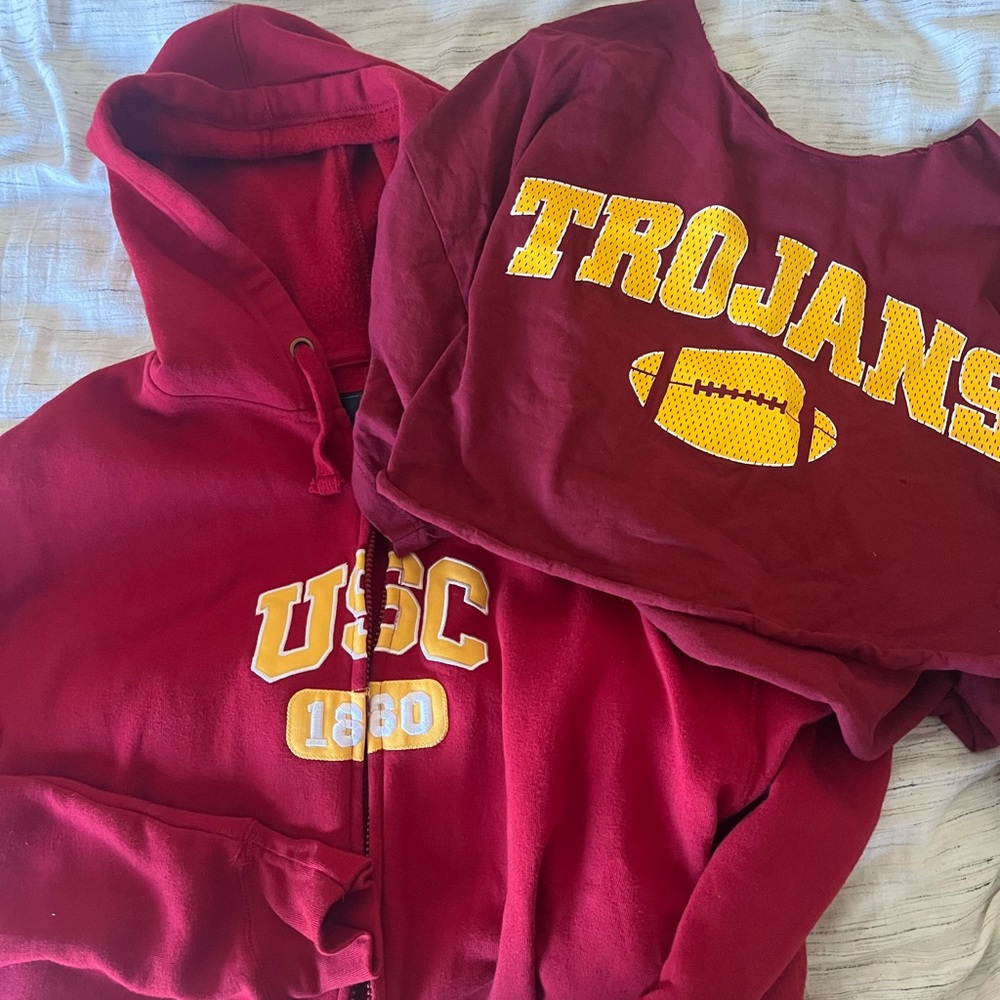 Vintage USC Trojans Hoodie 1880 and T-Shirt Set Rare